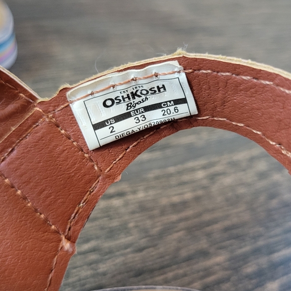 OSHKOSH B'Gosh Big Kid Girl Brown Rainbow Sandals Hook Loop Closure NWOT Size 2Y - Picture 5 of 6